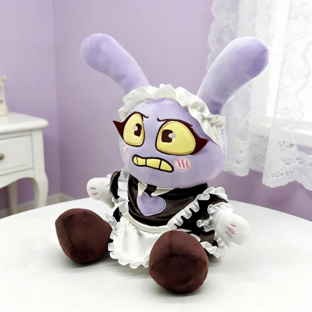 Poupée Lapin Violet Mignonne de Cirque 34CM Costume de Servante Lapin Convient pour la Compagnie des Enfants et la Collection