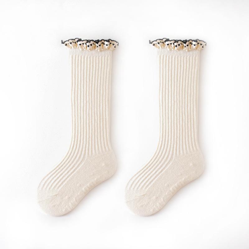 

Дитячі шкарпетки-гольфи з гребінної бавовни, з дихаючими дитячими шкарпетками з однотонним кольором, безшовні, з подвійною голкою, нековзні, вище коліна L білий