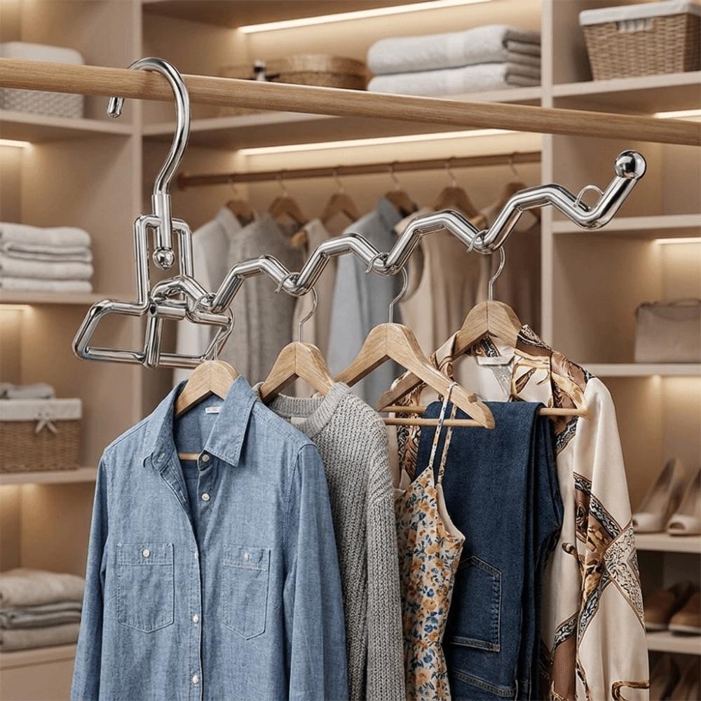 2Pcs Multi-function Clothes Hanger Portable Stainless Steel Coat Hanger Clothes Drying Rack  Indoor