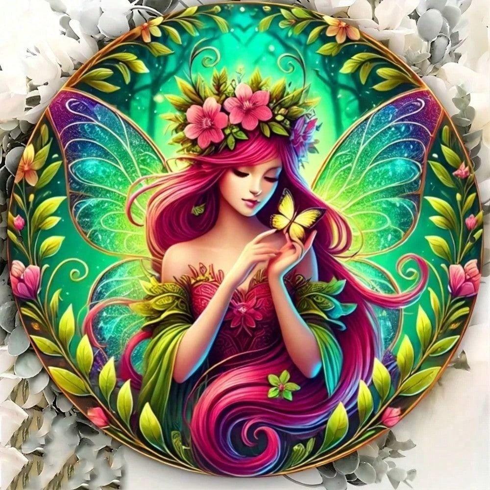 Metal Poster Wall Art, Forest Butterfly Aluminum Sign, Living Room Home Decor