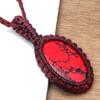 Macrame Red Handmade Necklace Copper Turquoise Thread Gemstone Jewelry