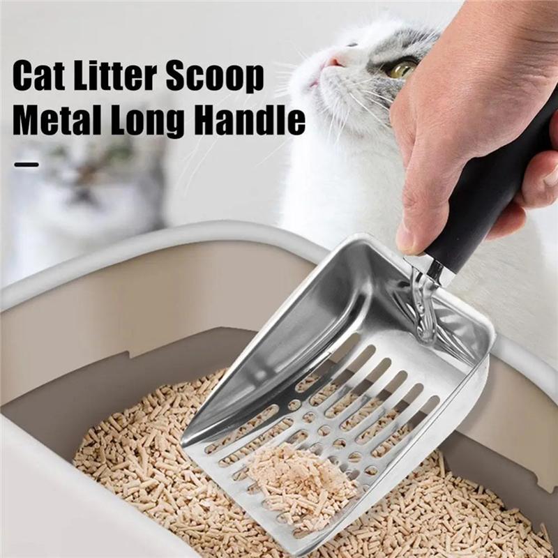 Pet Products Pet Cleanning Tool Metal Long Handle Cat Sand Cleaning For Dog Cat Feces Supplies Cat Litter Shovel