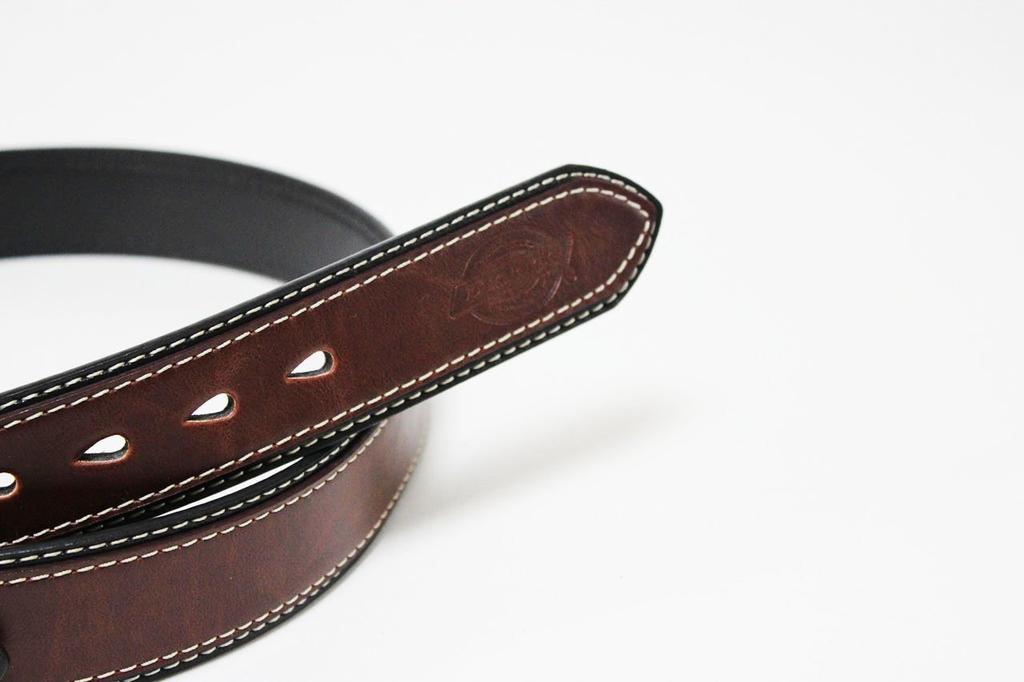 PU Double Leather Stitch Belt [Dickies] (Dickies FREE/Chocolate)