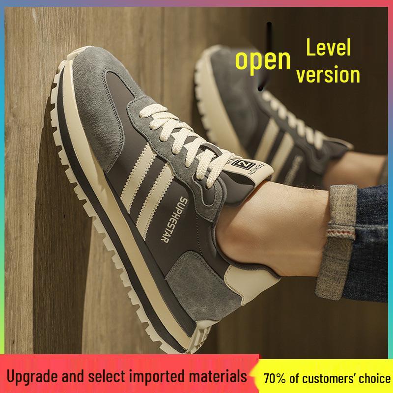 Putian Men's Thick-Soled Leather Sneakers - Trendy Autumn Running & Casual Shoes for Teens 