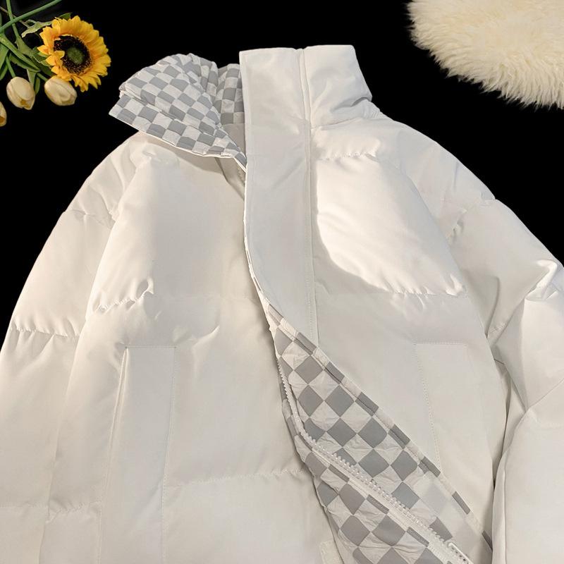 

Зимняя ветрозащитная утолщенная куртка-пуховик с контрастным воротником-стойкой для мужчин, зимняя ветрозащитная утолщенная куртка-пуховик для пар, модная хлопковая одежда 3XL белый