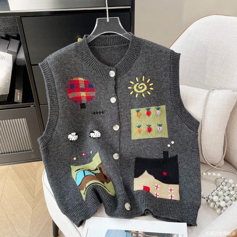 

DIMANAF 2025 Новые женские весенние свитера Вязание O-образным вырезом Свободные топы свитера One size серый