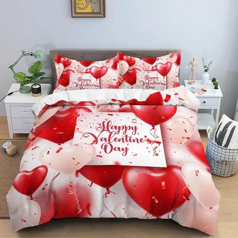 Love Heart Bedding Set Simple Plaid Duvet Cover 200x200 Pillowcase Single Double Queen King Nordic Couple Bed Cover Bedclothes