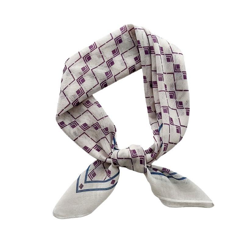 Korean ins retro polka dot small square scarf female 1116 spring and summer decorative versatile cotton small silk scarf tied hair streamer