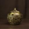 Brass Tea Canister with Dragon Motif Heavy-Duty Lid