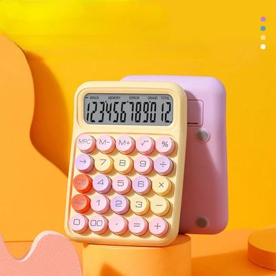 12-digit Large LCD Display and Big Round Button Desktop Calculator for Flexible Keyboard Calculator for Office School