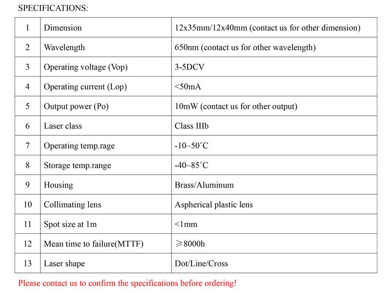 Industrial Use 10mW Red Line Laser Diode Module 3-5v 650nm