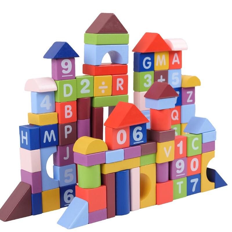 QZMEDU Large Particle Wooden Building Blocks
