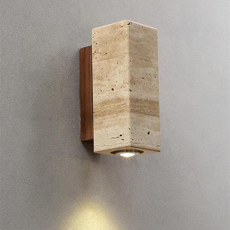 Yellow Travertine Japanese-style Wabi-sabi Style Bedroom Bedside Wall Lamp Living Villa Courtyard Balcony Background Chandelier