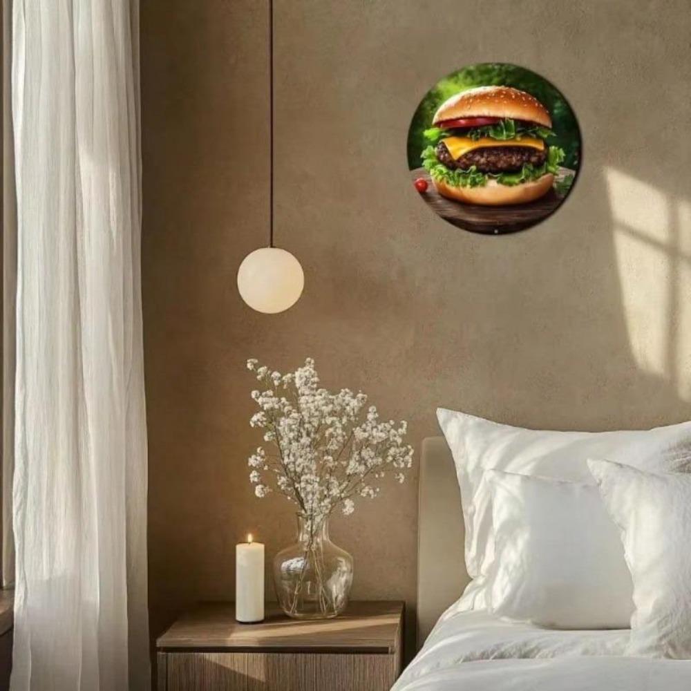 Vintage Hamburgers Round Metal Sign Kitchen Bar Wall Decor Artwork