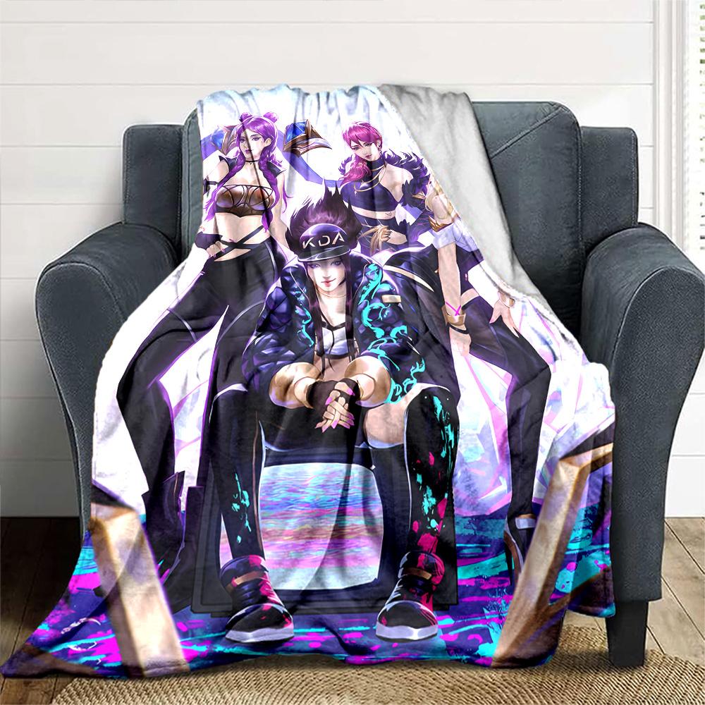 1pc Blanket - LOL-KDA kaisa ahri akali Print Design,Lightweight Blanket for Sofa,Bed- Soft &Warm,Gift for All Seasons