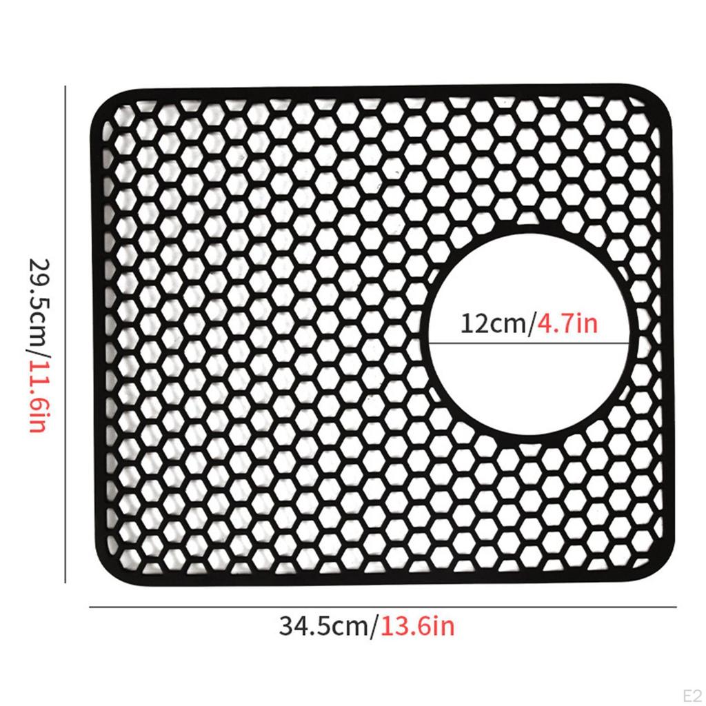 Kitchen Sink Mat Countertop with Center Hole Reusable Protector Silicone Drain Pad for