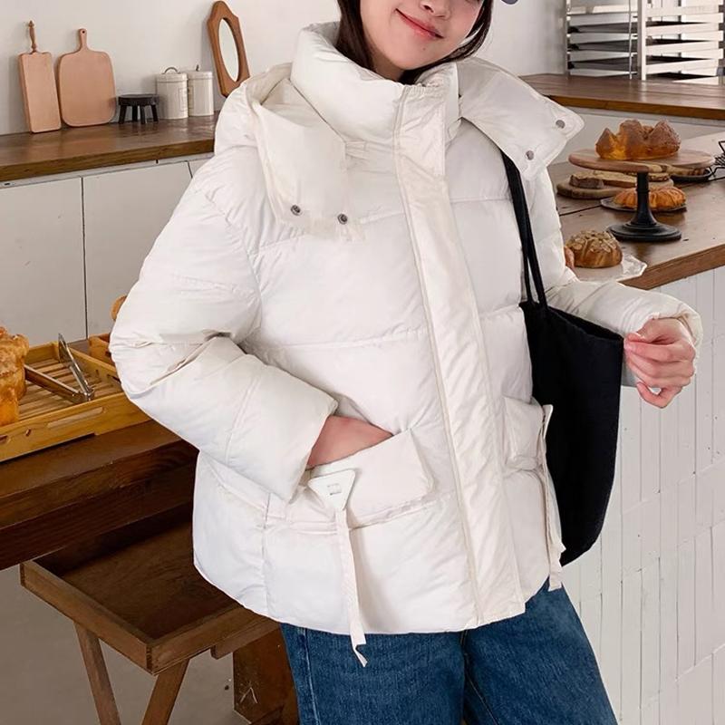Down Jacket Hooded Women'S Winter Short 2024 New Fashion White Duck Down Plus Size