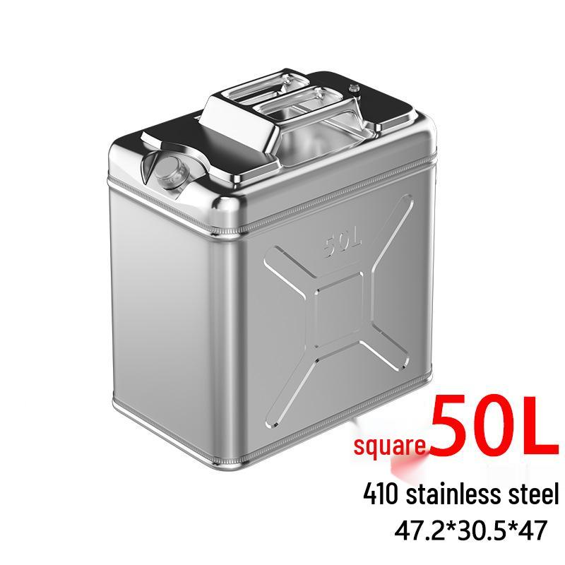 Stainless Steel Fuel Can - 304 Gasoline & Diesel, 10L/20L/30L, Thickened Portable Car Spare Tank