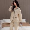Women's Thick Long-Sleeve & Pants Lapel Set - Warm Casual Autumn/Winter Homewear