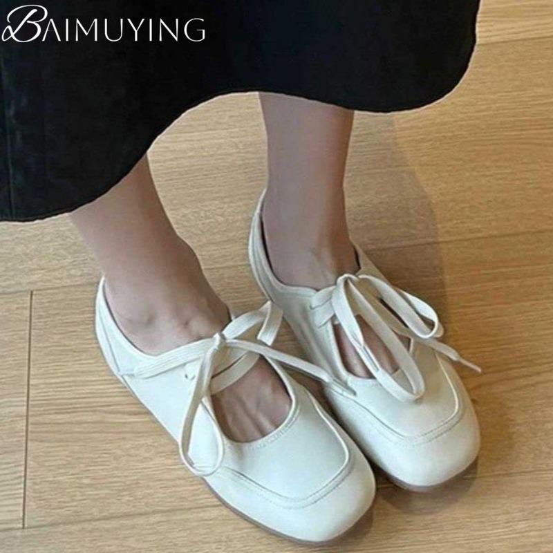 Flats Casual Shoes Women Sneakers Sandals Mary Jane Soft Leather Loafers Ballet 2025 Trend Brand Elegant Dress Lace Up Comfort