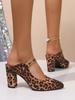 Fashion Women's Shoes 2025 New Baotou Women's Slippers Fashion Leopard Print Dress Slippers Women Summer Plus Size Heels Women Zapatos
