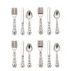 4Sets Miniature Kitchen Tableware Set Display Accessories for 1/12 Scale Dollhouses with Realistic Plates and Cutlery