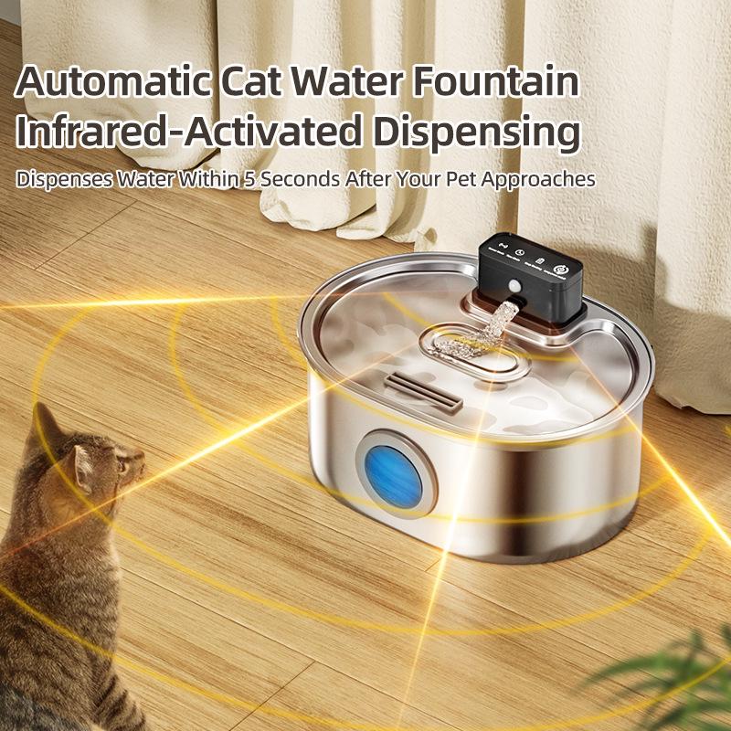 Smart Stainless Steel Cat & Dog Water Fountain with Silent Induction Feature
