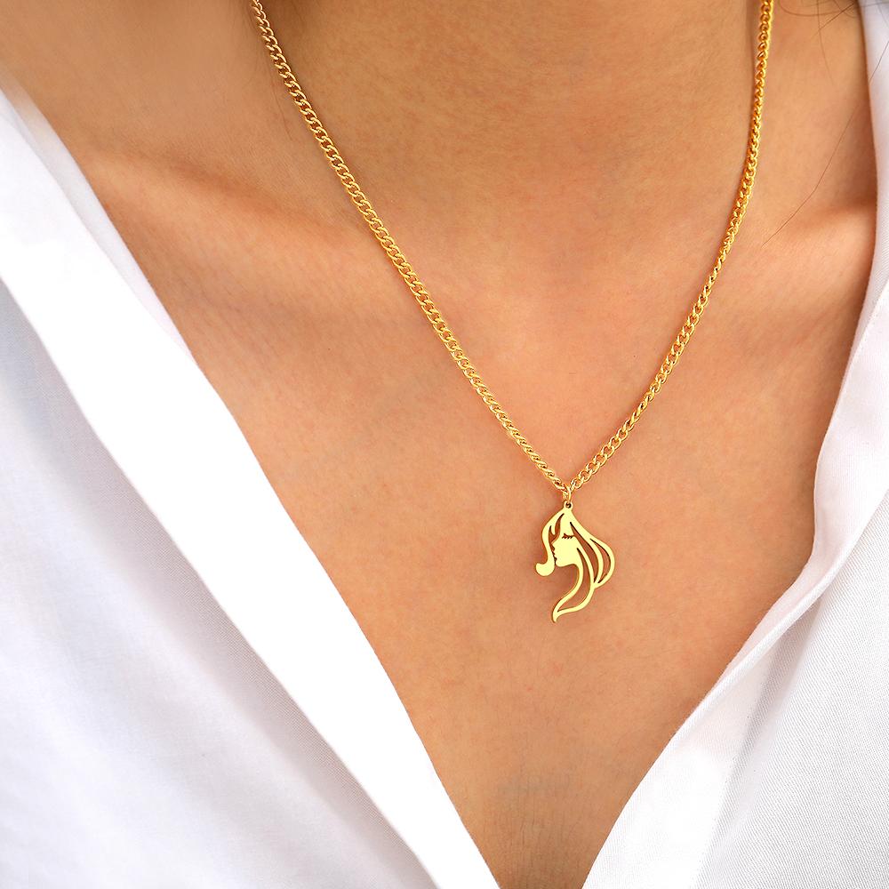 

Ожерелья из нержавеющей стали, красота, абстрактный портретный дизайн, кулон, тонкое колье, массивная цепочка, модное ожерелье для женщин, ювелирные изделия