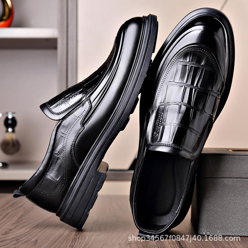 Men's Shoes Business Dress Casual Leather Shoes Men's Platform Leather Fashion Soft Sole Soft Surface Breathable