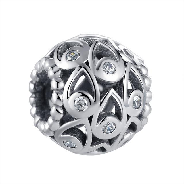 New Fashionable Copper Hollowed-Out Carving Beading Pendant Charm Fit Genuine Charms Fashion Bracelet Necklace Women Jewelry Gift