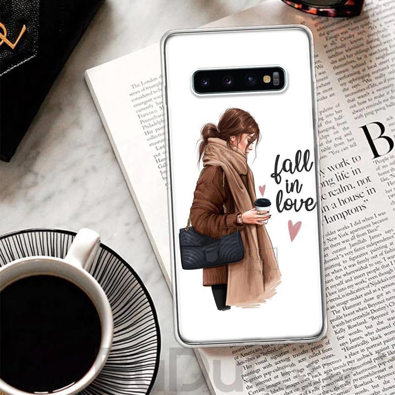 Princess Female Boss Coffee Cover For Samsung Galaxy M12 M21 M30S M31 M32 Phone Case M51 M52 Note 20 Ultra 10 Plus 9 8 J4 J6 + J