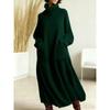 New European American Style Turtleneck Knit Dress Loose With Pockets