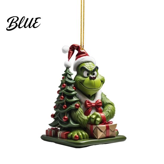 Acrylic Christmas Ornament Green Hair Elf Decoration Reusable Holiday Decor Xmas Tree Car Rearview Mirror Hanging Pendant Party Supplies Gift Durable