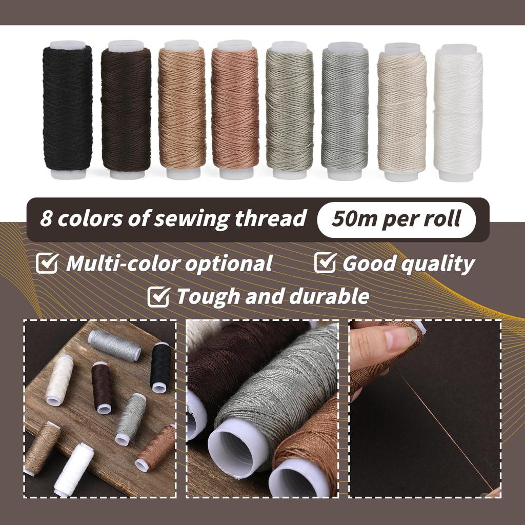 Upholstery Sewing Kit Heavy Duty Sewing Kit With Awl Tools, Seam , Hand Stitching Needles, Upholstery Thread, Leather Craft Tool Kit For Shoes Sofa