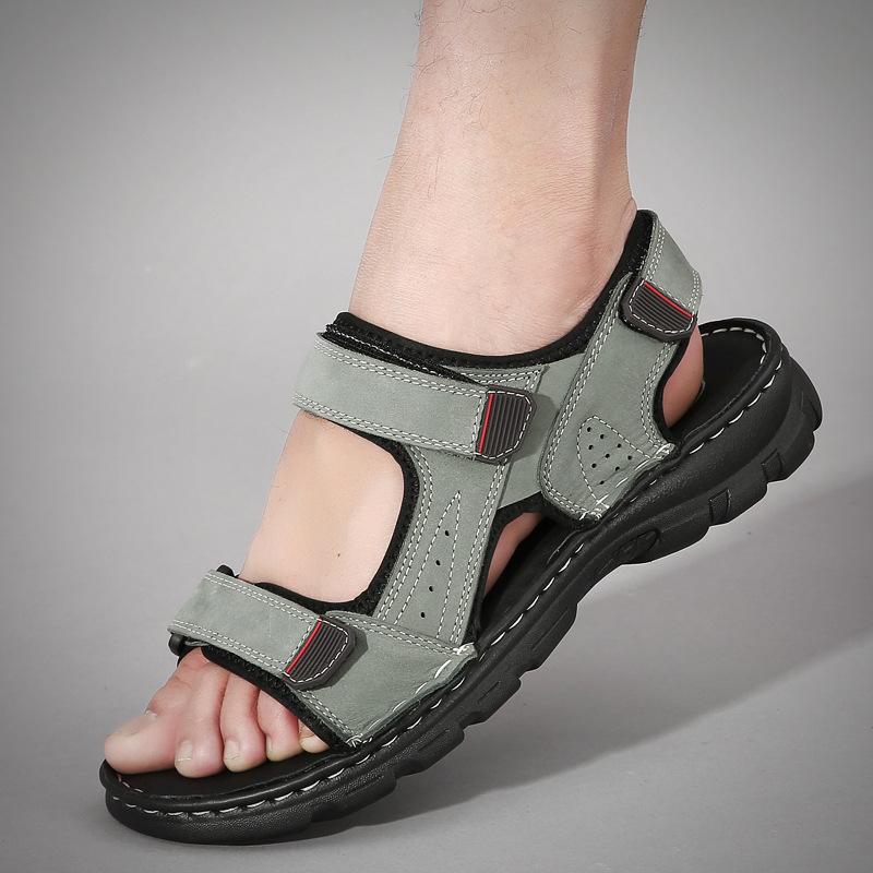 Sandals Velcro open-toed hollow breathable men's shoes summer new non-slip hiking outdoor sports large size trendy shoes men