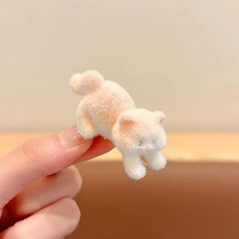 Cute Plush Kitten Hair Clip For Women Side Clip For Bangs Duckbill Clip Cartoon Hair Accessory