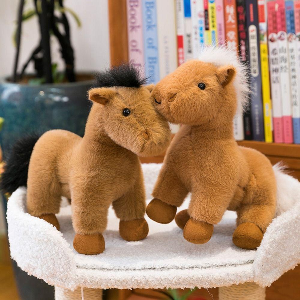 Simulation Standing Foal Plush Doll with Mane Cartoon Horse Stuffed Toy  Valentine's Day Gifts