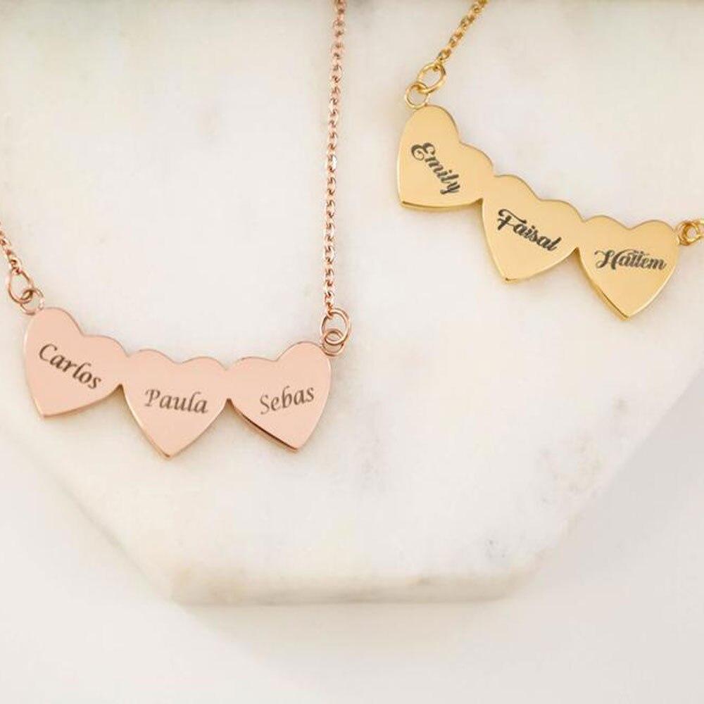 Mini World Heart Pendant Necklaces Stainless For Women Steel Gold Color 1 4 Names Love Heart Pendant Carved Date 'S Jewelry Present GiftTrendy Pendant