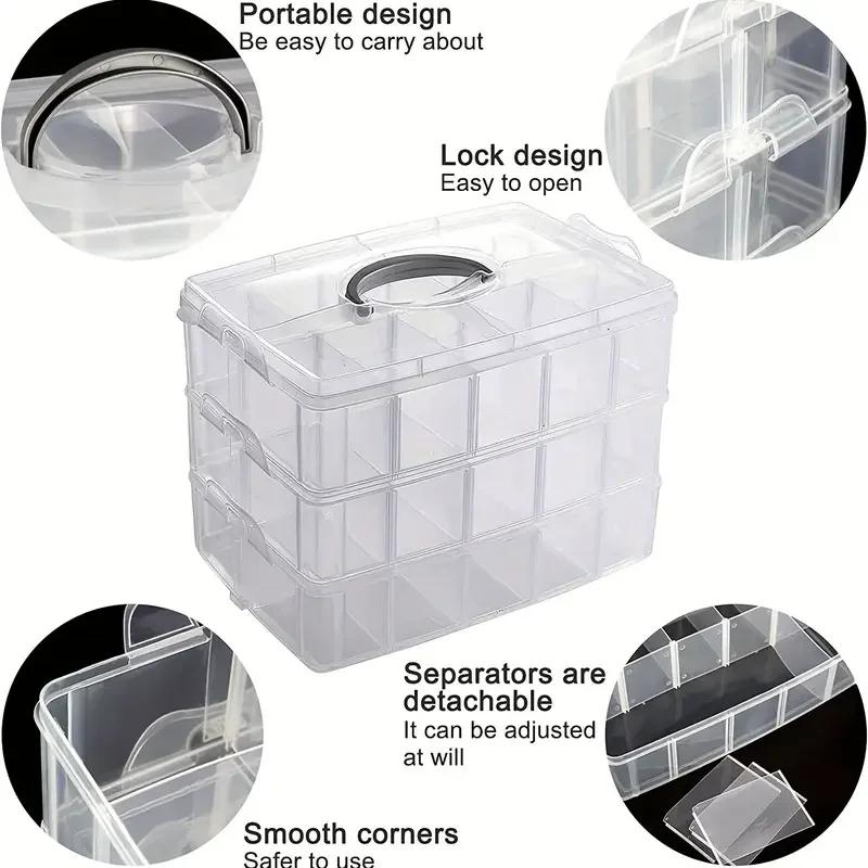 1/2/3/4 Tier Transparent Adjustable Stackable Compartment Slot Plastic Storage Box For Organizing Toys Jewelry Accessories