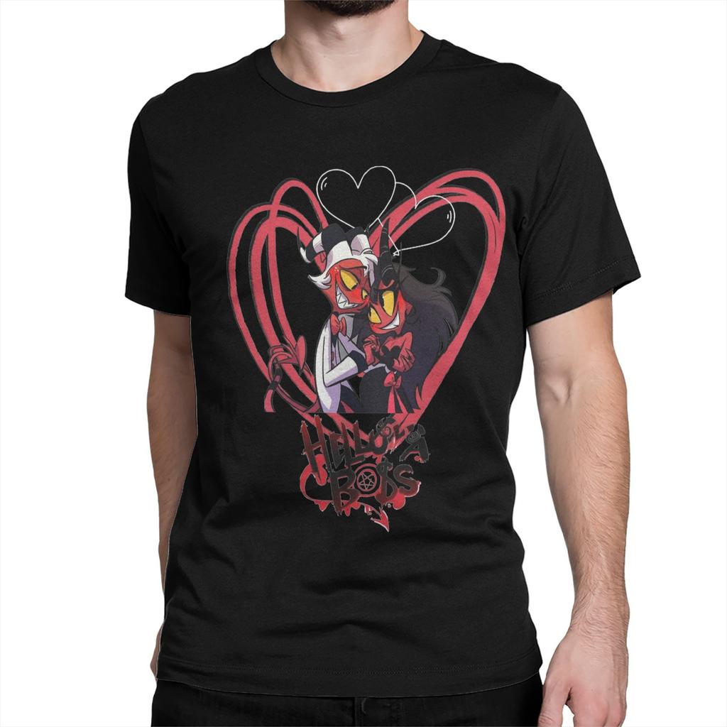 Men Women T-Shirt Loona Don't Care Dark Creative Cotton Tee Shirt Short Sleeve Helluva Boss Anime T Shirts Clothing Graphic