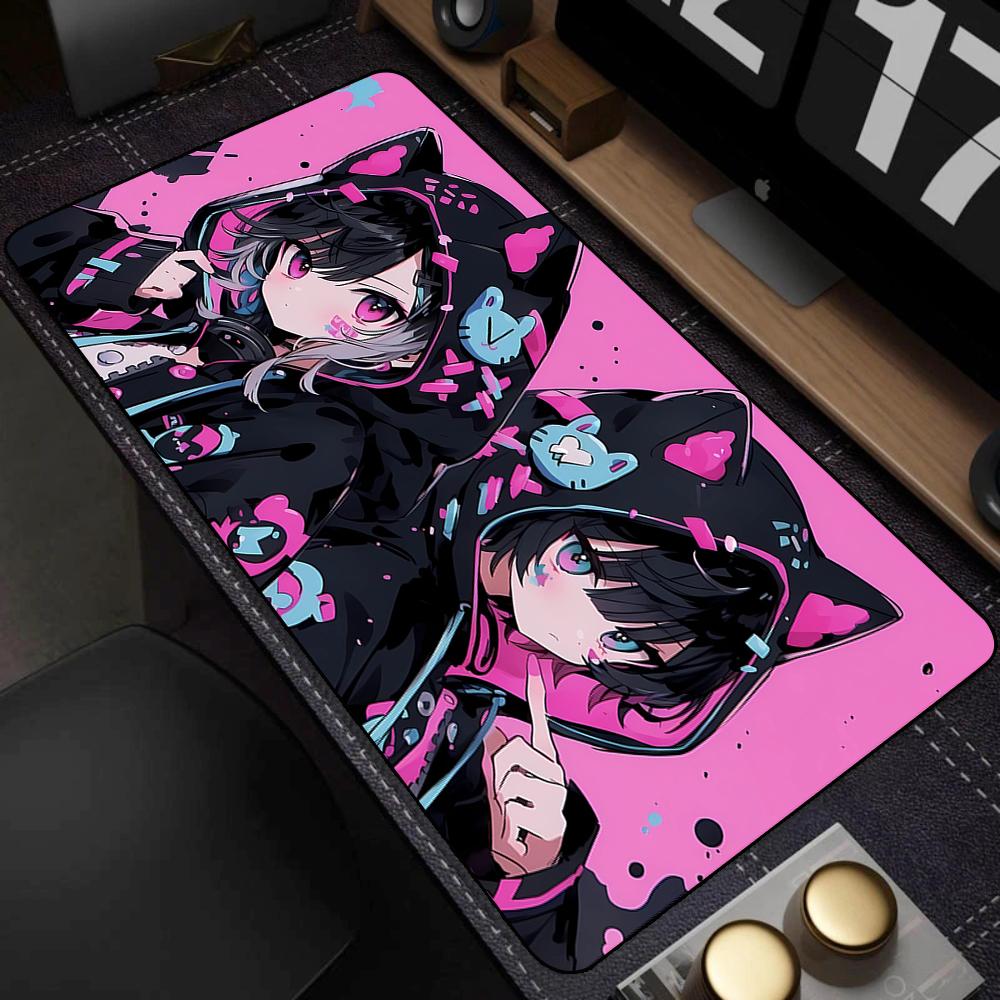 Anime Girls Rubber Mouse Pad Kawaii Non-Slip Pink Desk Mat Cute Large Gaming Mousepad Gamer HD Print Mouse Mat Game Keyboard pad