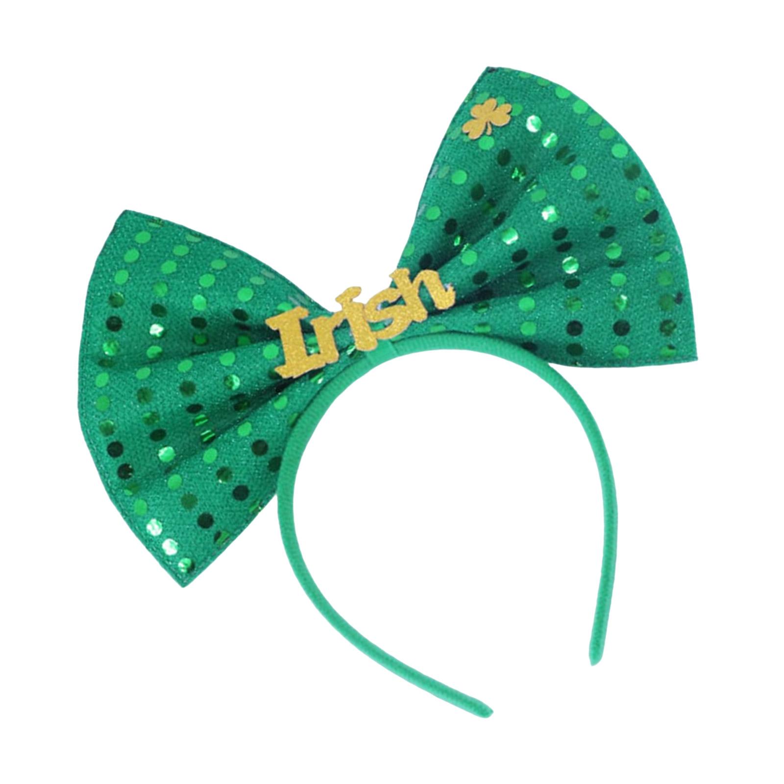 

Glitter Headband Shamrock Photo Props Fun Large Bowknot Headband Party Blingbling Karaoke Party Hair Hoop Leprechaun