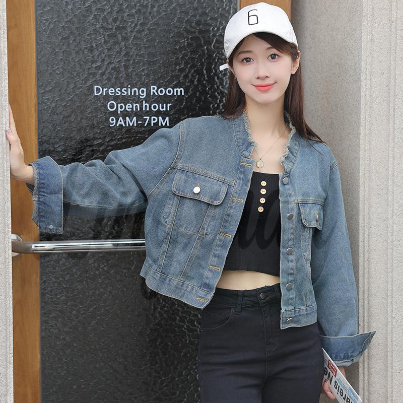 Women s Retro Vintage Korean Denim Jacket - Autumn New Arrival, Versatile & Trendy Medium синий