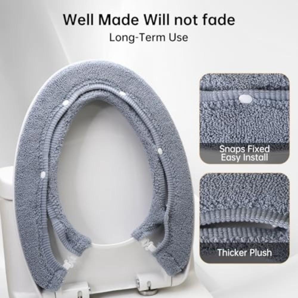 Thickened Toilet Seat Cover Soft Texture Toilet Cushion Warm Mat Button Toilet Pad  Square Toilet