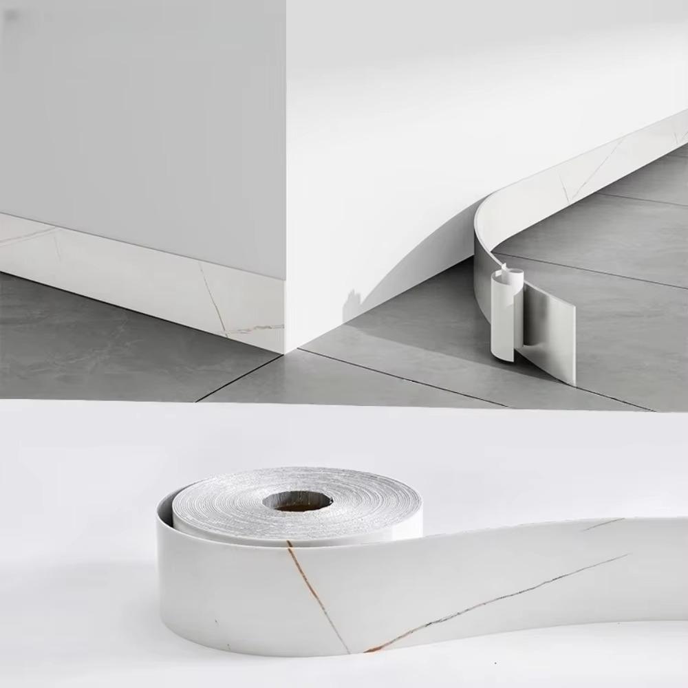 

10cmx5m Self-Adhesive Skirting Board Waterproof Marble Background Wall Wallpaper Removable Stain-resistant PVC Baseboard