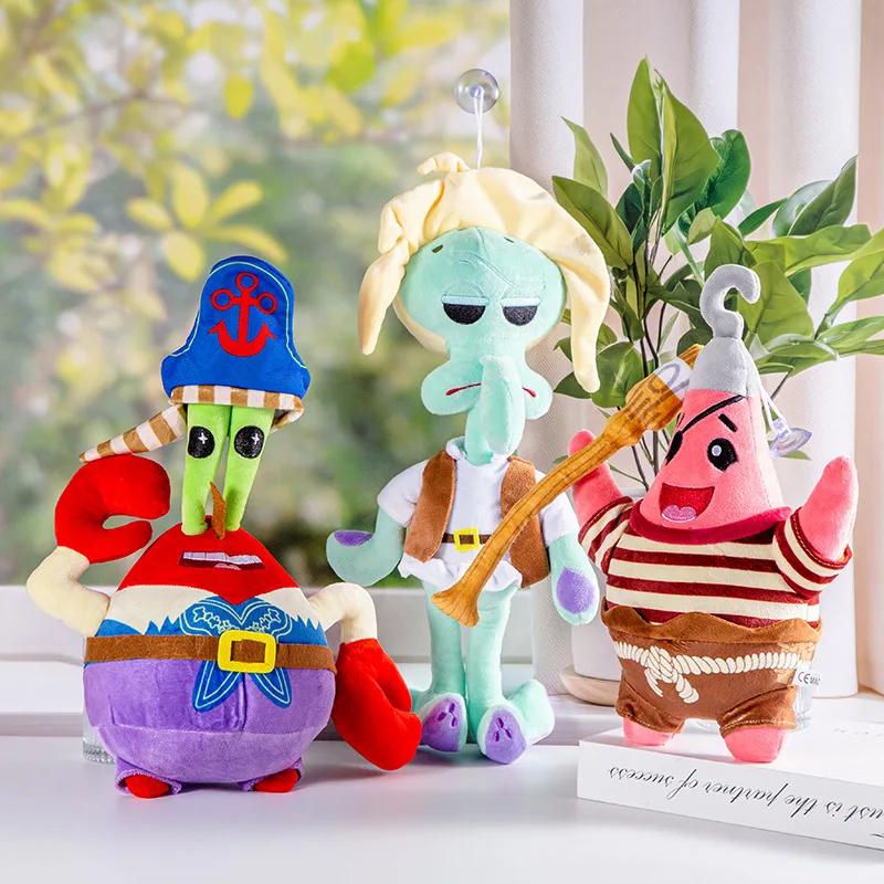 Pirate Theme Spongebob Patrick Squidward Mr Krabs Plush Toys Cartoon Anime Stuffed Dolls For Fans Birthday Gift Collectibles