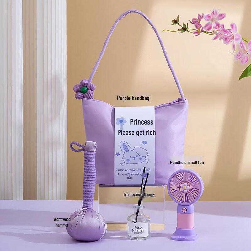 HANDUNYOU Light Luxury Purple Handbag Gift Set