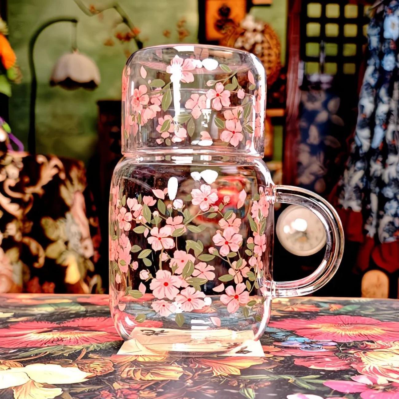 

800ml Borosilicate Glass Mug with Lid & Handle – Large Fruit Tea Cup for Home D