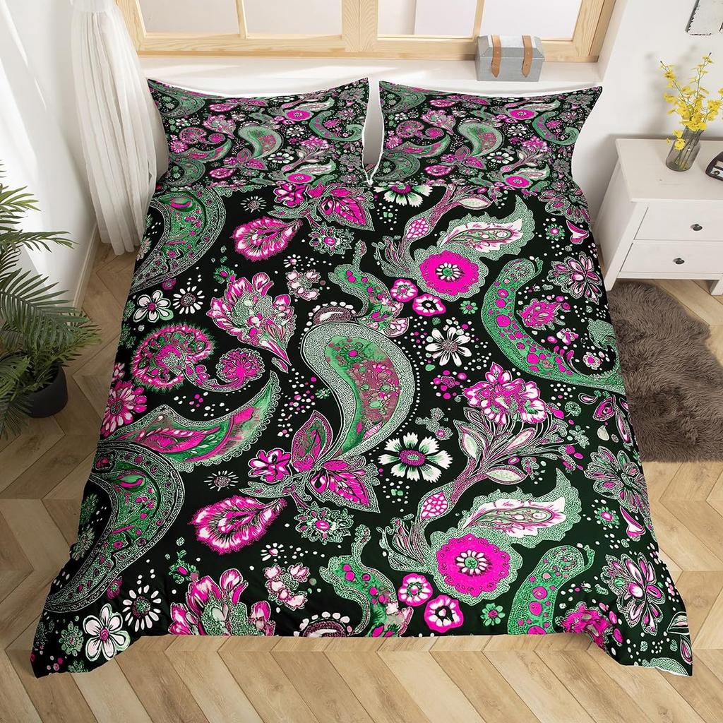 Paisley Dekbedovertrek Western Boho Bloemen Beddengoed Set Vintage Exotische Dekbedhoes voor Jongens Meisjes Slaapkamer Decoratie Tribale Bedhoes