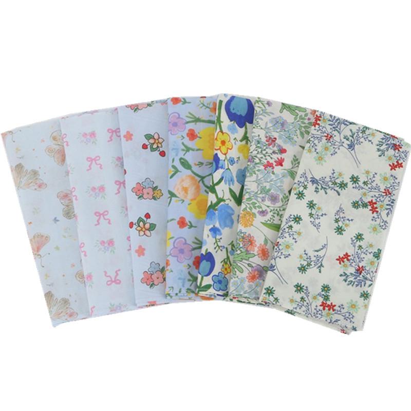 3Pcs 45x45cm Square Cotton Pastoral Flower Printed Portable Lady Handkerchief Women Absorbent Hand Towel Wedding Party Gift